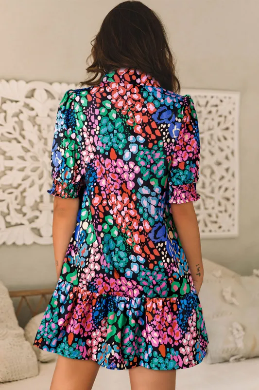 Blue Fashion Print Smocked Half Sleeve Dress sold by Beagle Boutique