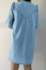 Myosotis Ruffled V Neck Buttoned Shift Denim Dress sold by Beagle Boutique
