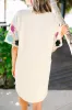 White Floral Crochet Splicing Sleeve T Shirt Dress sold by Beagle Boutique