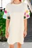 White Floral Crochet Splicing Sleeve T Shirt Dress sold by Beagle Boutique