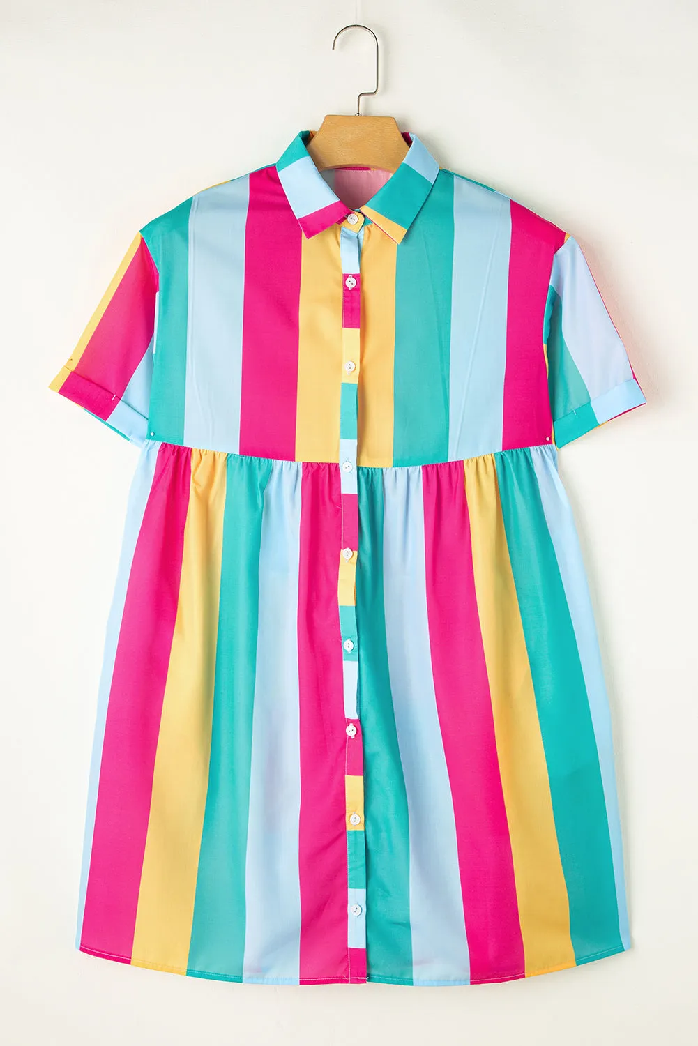 Rose Stripe Colourblock Short Sleeve Mini Shirt Dress sold by Beagle Boutique product image thumbnail 3