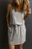 Grey Sleeveless Drawstring Waist Mini Dress sold by Beagle Boutique