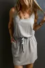 Grey Sleeveless Drawstring Waist Mini Dress sold by Beagle Boutique