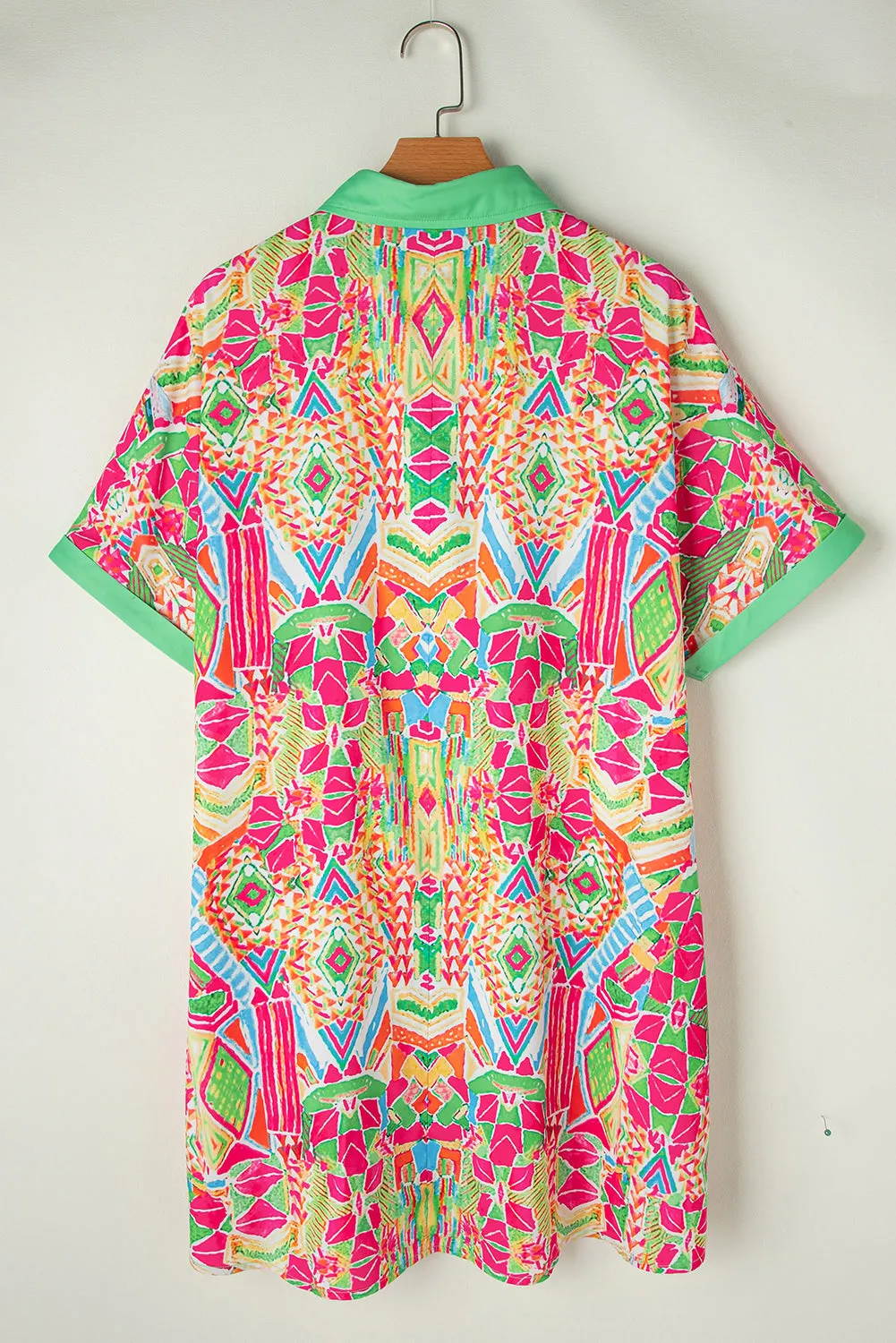 Geometric Print Contrast Short Sleeve Shirt Dress sold by Beagle Boutique product image thumbnail 5