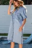 Light Blue Loose Medium Wash Short Sleeve Shirt Chambray Dress sold by Beagle Boutique