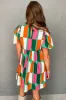 Green Abstract Print Puff Sleeve Short Dress sold by Beagle Boutique