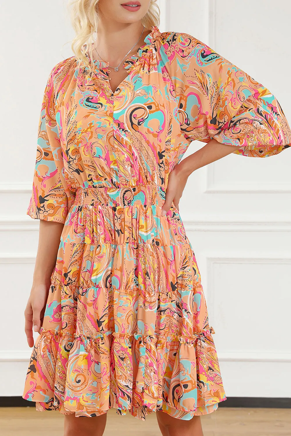 Multicolour Paisley Print Frilled Mini Dress sold by Beagle Boutique