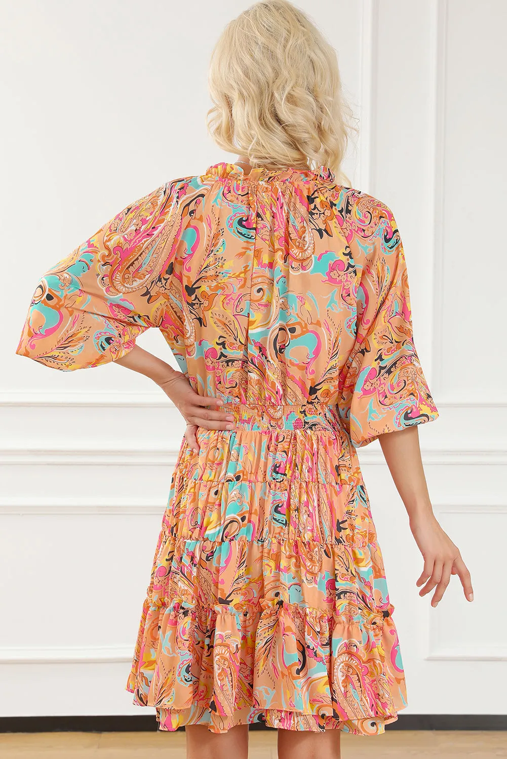Multicolour Paisley Print Frilled Mini Dress sold by Beagle Boutique product image thumbnail 2