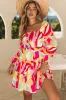 Multicolor Abstract Print Puff Sleeve Smocked Square Neck Dress sold by Beagle Boutique