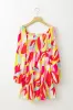 Multicolor Abstract Print Puff Sleeve Smocked Square Neck Dress sold by Beagle Boutique