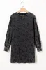 Gray Leopard Pocketed Puff Sleeve Mini Dress sold by Beagle Boutique