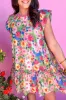 Multicolour Floral Print Flutter Sleeve Ruffled Mini Dress sold by Beagle Boutique