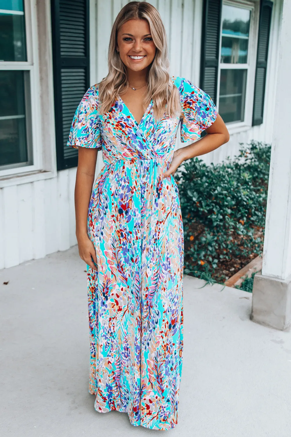 Wrap V Neck Floral Maxi Dress sold by Beagle Boutique product image thumbnail 5