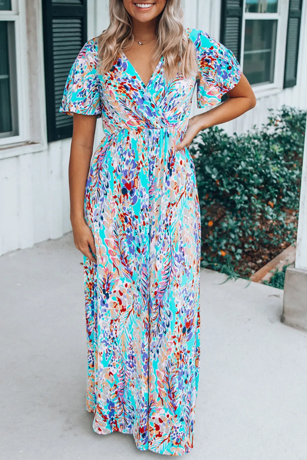 Wrap V Neck Floral Maxi Dress sold by Beagle Boutique product image thumbnail 4