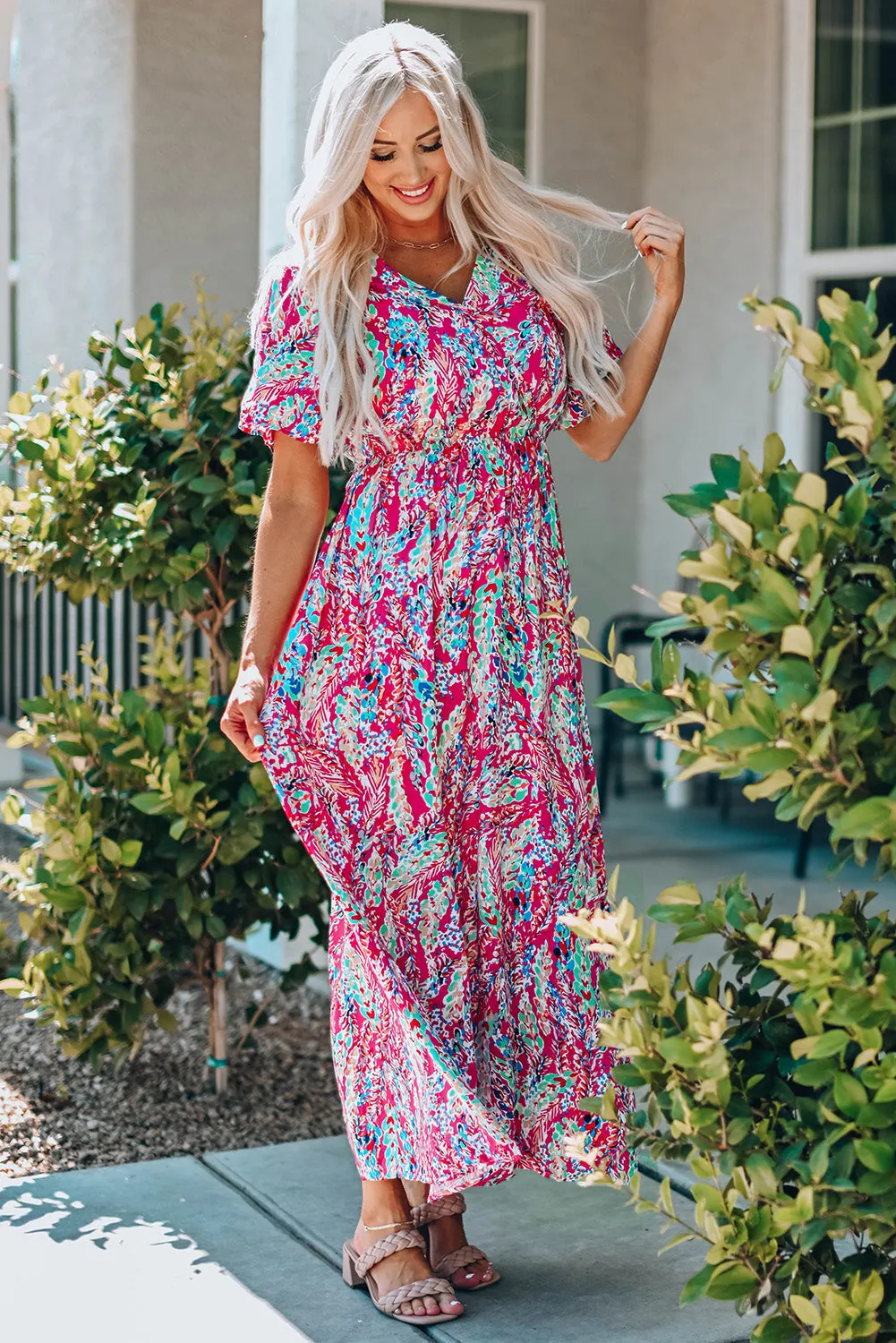 Wrap V Neck Floral Maxi Dress sold by Beagle Boutique product image thumbnail 3
