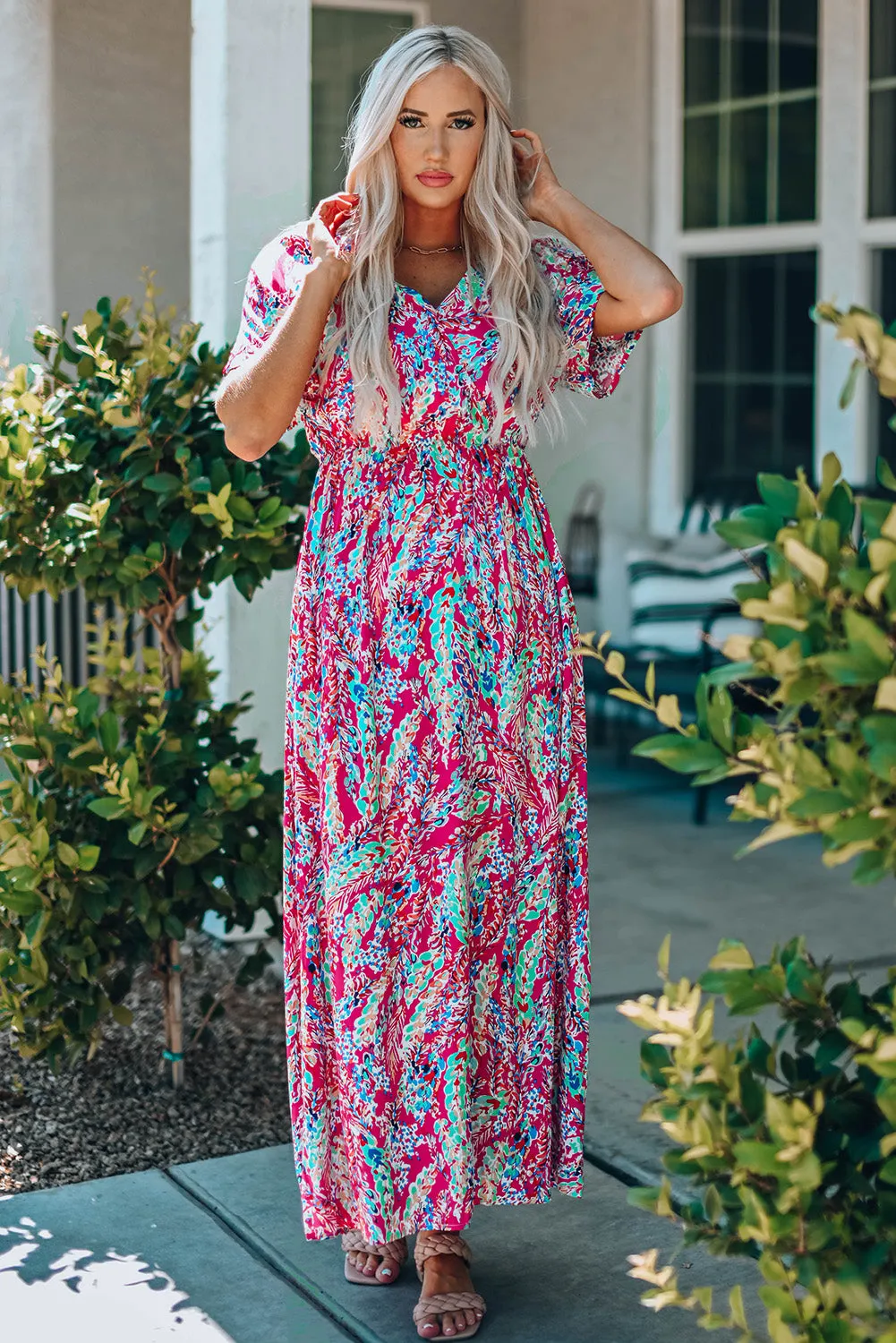 Wrap V Neck Floral Maxi Dress sold by Beagle Boutique product image thumbnail 2