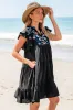 Black Floral Embroidered Tiered Ruffled Mini Dress sold by Beagle Boutique