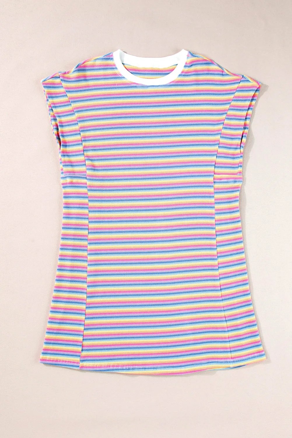 Pink Stripe Crew Neck T Shirt Dress sold by Beagle Boutique product image thumbnail 3