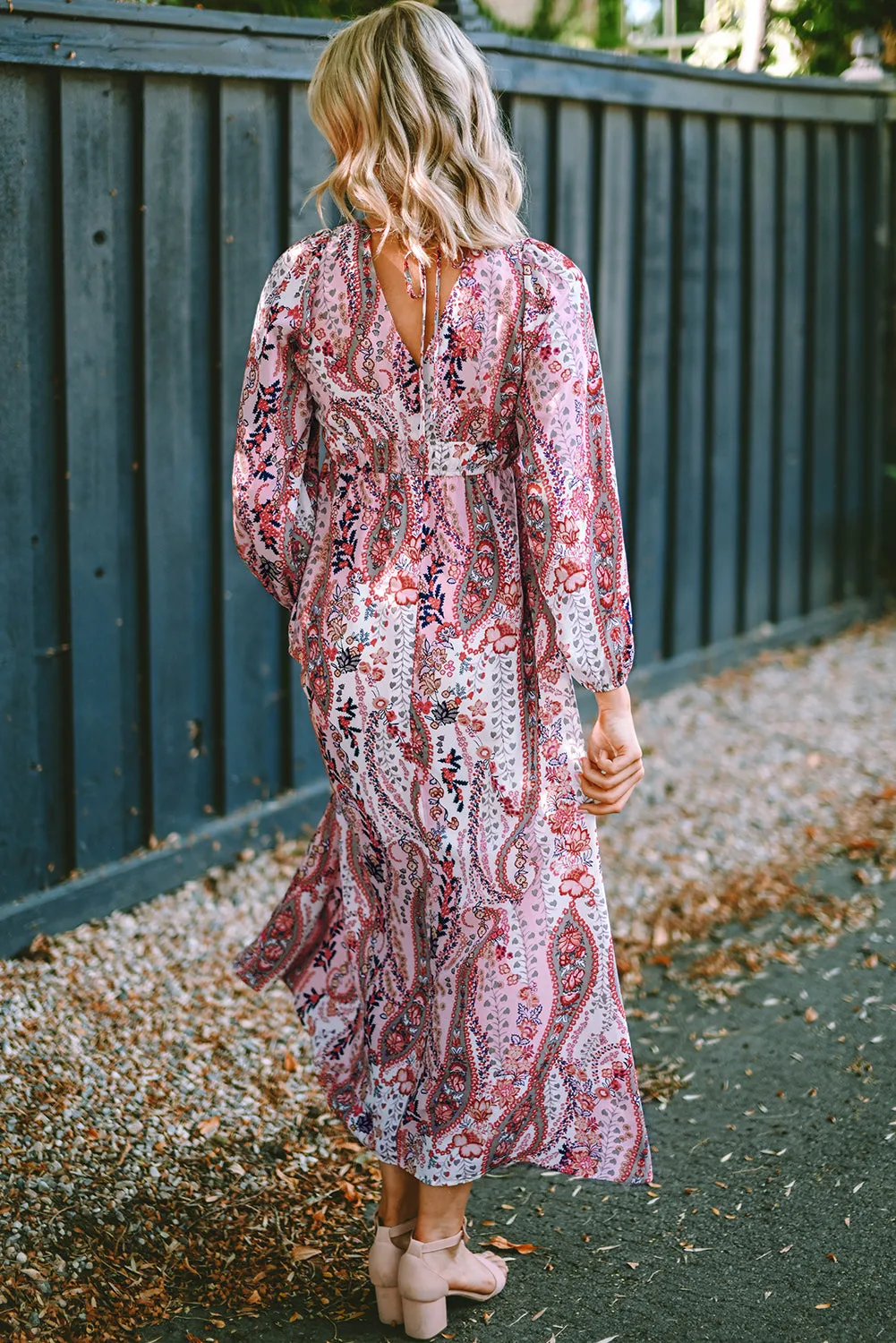 Multicolour Boho Paisley Print V Neck Empire Waist Maxi Dress sold by Beagle Boutique product image thumbnail 2
