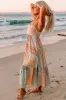MultiColour Boho Patchwork Print Square Neck Maxi Sundress sold by Beagle Boutique