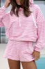 Pink Stripe Kangaroo Pocket Hoodie and Wide Leg Shorts Set sold by Beagle Boutique