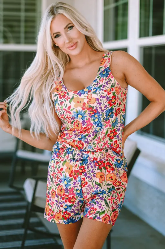 Multicolor Floral Print Tank and Shorts Lounge Set sold by Beagle Boutique