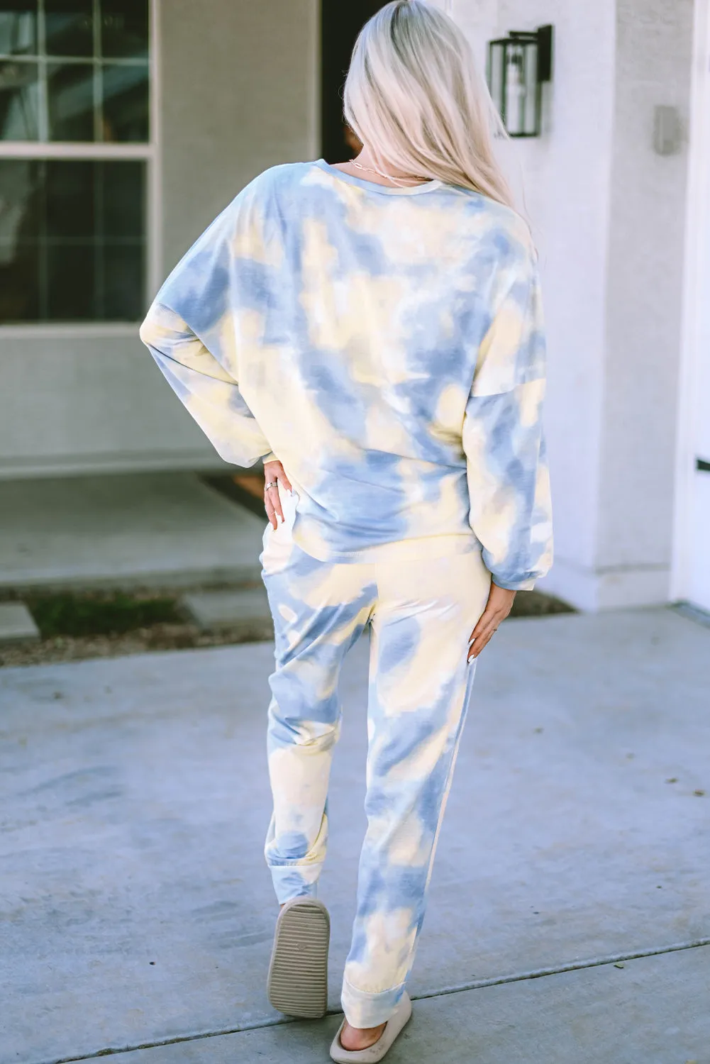 Multicolor Tie Dye Henley Top and Drawstring Pants Outfit sold by Beagle Boutique product image thumbnail 2