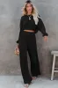 Black Corded Cropped Pullover and Wide Leg Pants Set sold by Beagle Boutique