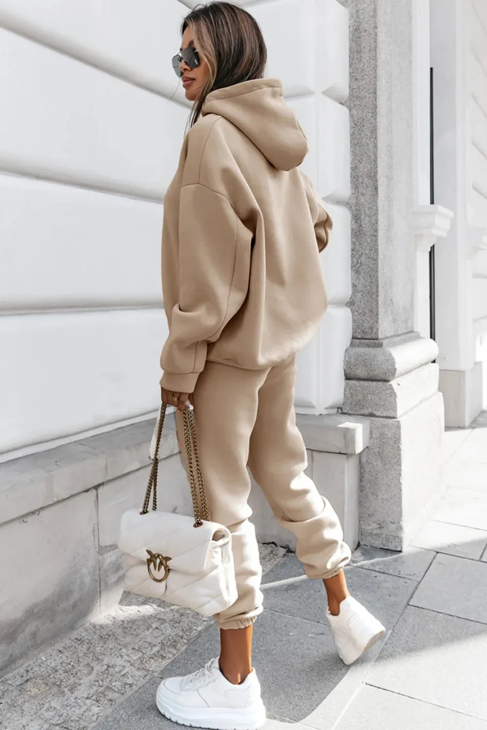Pale Khaki Chunky Two-piece Hooded Sweatsuit sold by Beagle Boutique product image thumbnail 2