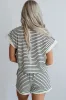 White Stripe Contrast Edge Tee and Shorts Co-ord Set sold by Beagle Boutique