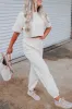 White Lattice Textured Cropped Tee and Jogger Trousers Set sold by Beagle Boutique