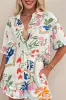 Ricrac Trim Floral Short Sleeve Shirt and Shorts Outfit sold by Beagle Boutique