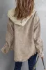 Khaki Patchwork Hooded Corduroy Shacket sold by Beagle Boutique