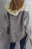 Khaki Patchwork Hooded Corduroy Shacket sold by Beagle Boutique