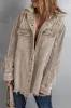 Khaki Patchwork Hooded Corduroy Shacket sold by Beagle Boutique