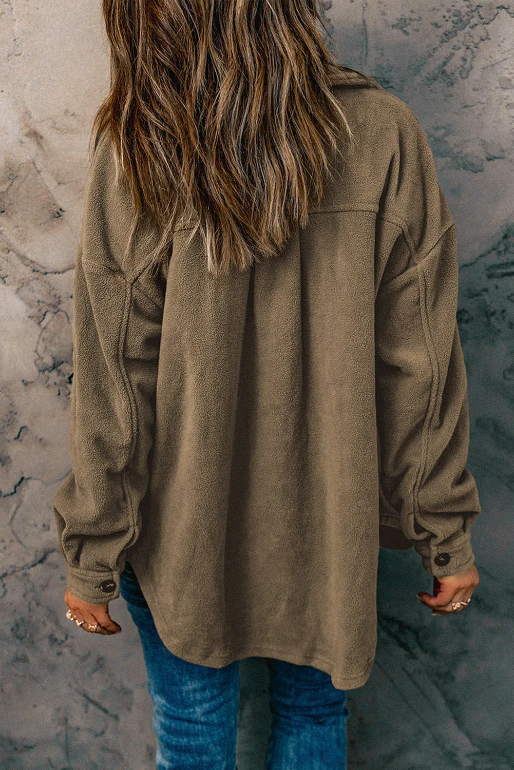 Turn Down Collar Buttoned Shirt Jacket sold by Beagle Boutique product image thumbnail 2