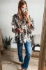 White Floral Print Balloon Sleeves Button Up Loose Casual Shirt sold by Beagle Boutique