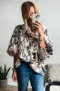 White Floral Print Balloon Sleeves Button Up Loose Casual Shirt sold by Beagle Boutique