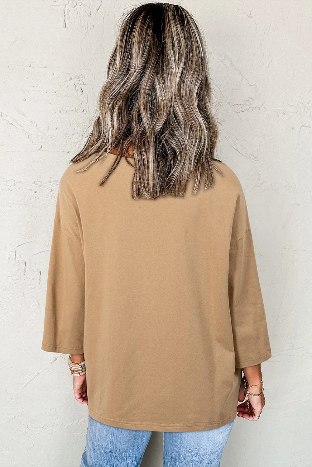 Camel Floral Star Patchwork 3/4 Long Sleeve Top sold by Beagle Boutique product image thumbnail 2