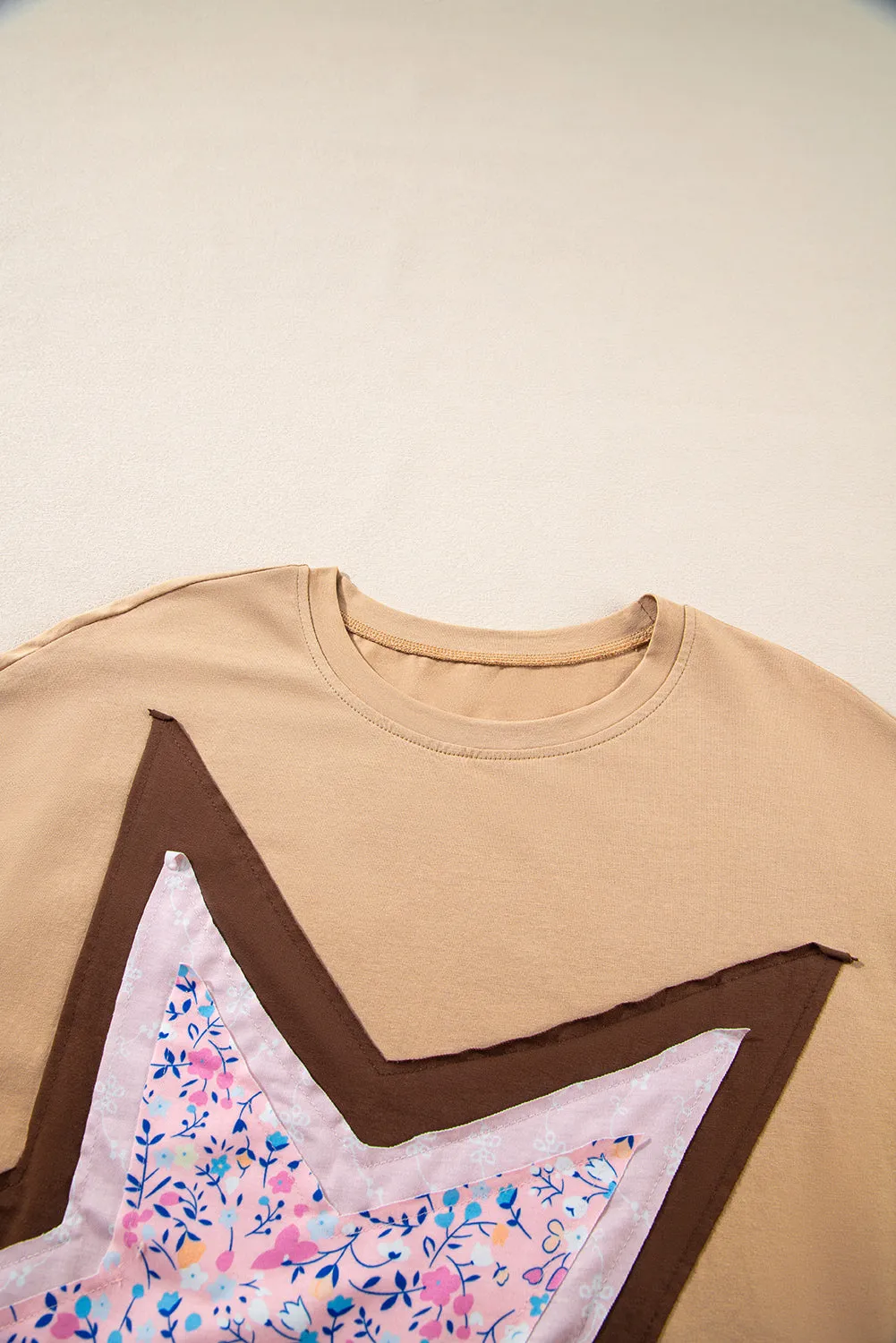 Camel Floral Star Patchwork 3/4 Long Sleeve Top sold by Beagle Boutique product image thumbnail 5