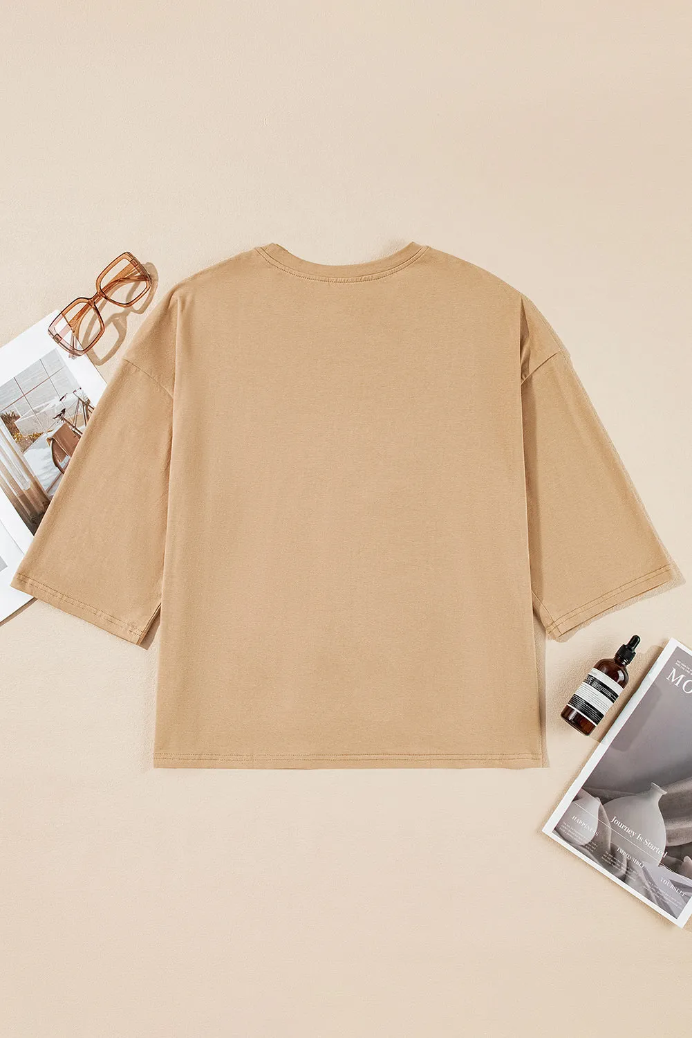 Camel Floral Star Patchwork 3/4 Long Sleeve Top sold by Beagle Boutique product image thumbnail 4