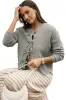 Philippine Grey Ribbed Knit Bow Front Buttoned Cardigan sold by Beagle Boutique