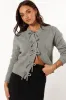 Philippine Grey Ribbed Knit Bow Front Buttoned Cardigan sold by Beagle Boutique