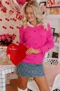 Rose Red Heart Shape Drop Shoulder Round Neck Sweater sold by Beagle Boutique