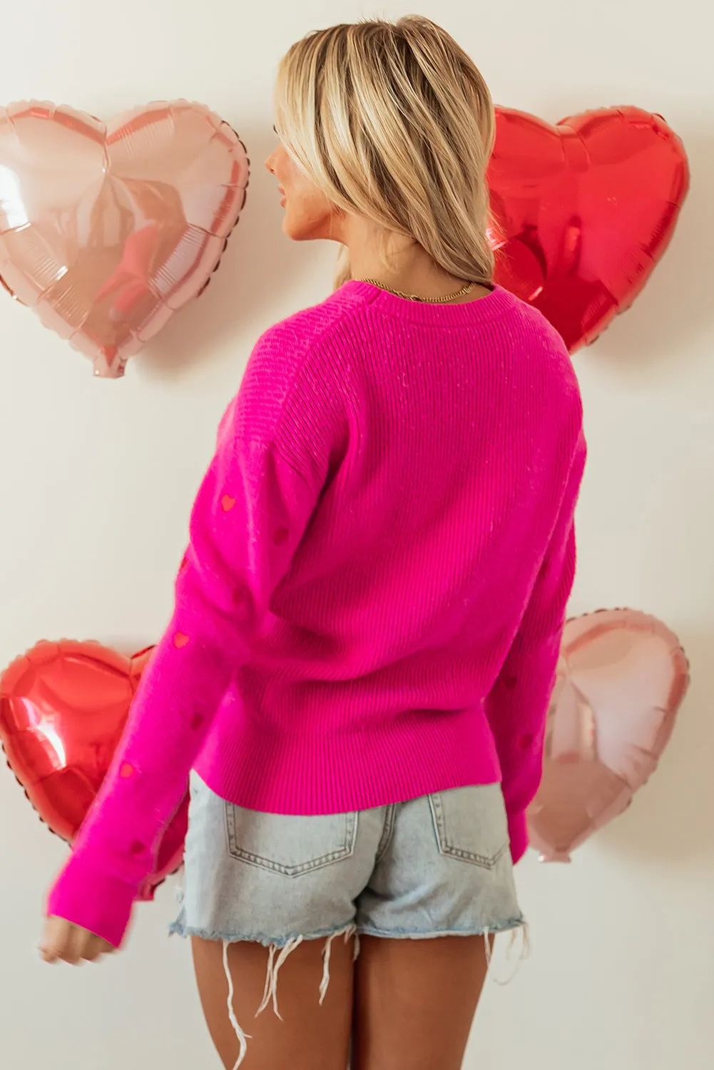 Heart Shape Drop Shoulder Round Neck Sweater sold by Beagle Boutique product image thumbnail 5