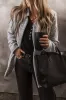 Light Grey Lapel Collar Long Jacket with Pockete sold by Beagle Boutique