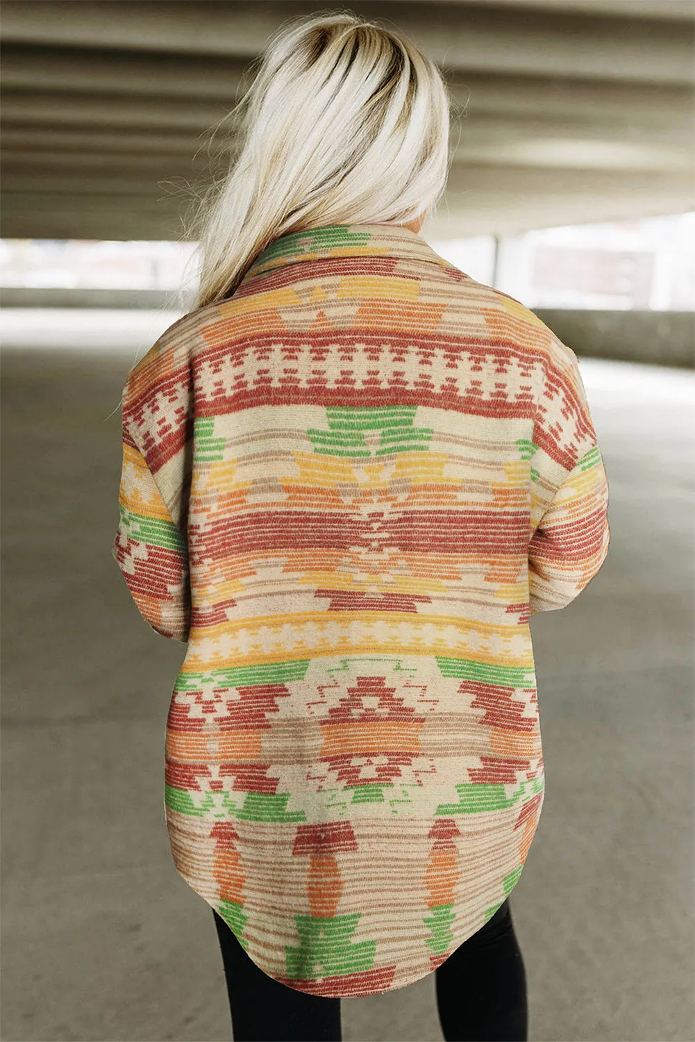 MultiColour Western Aztec Print Button Flap Pocket Shacket sold by Beagle Boutique product image thumbnail 5