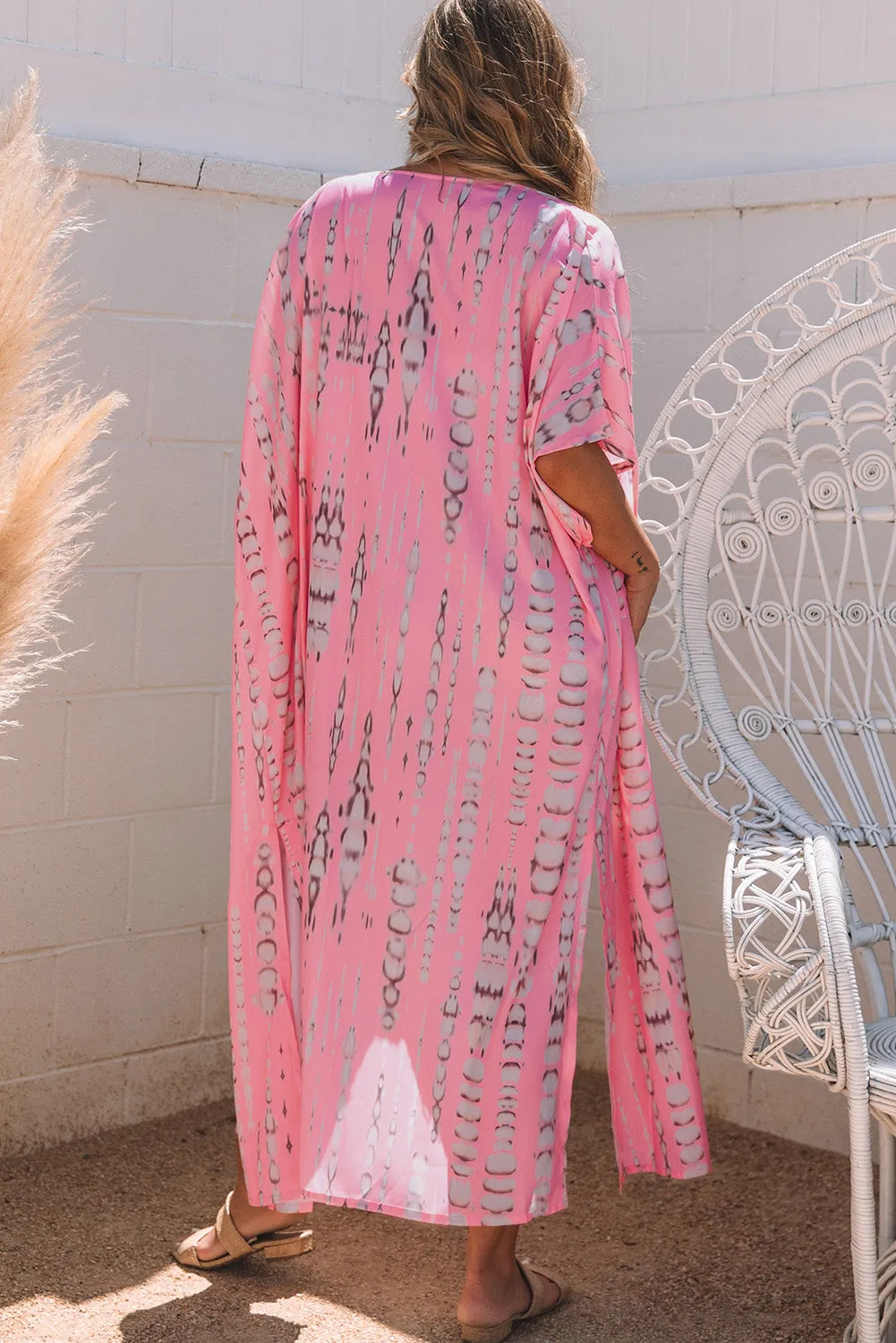 Pink Bohemian Tie Dye Oversize Long Kimono sold by Beagle Boutique product image thumbnail 2