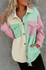 Green Colour Block Patchwork Flap Pocket Quilted Shacket sold by Beagle Boutique