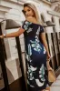 Black Pattern Print Off Shoulder Slit Bodycon Midi Dress sold by Beagle Boutique